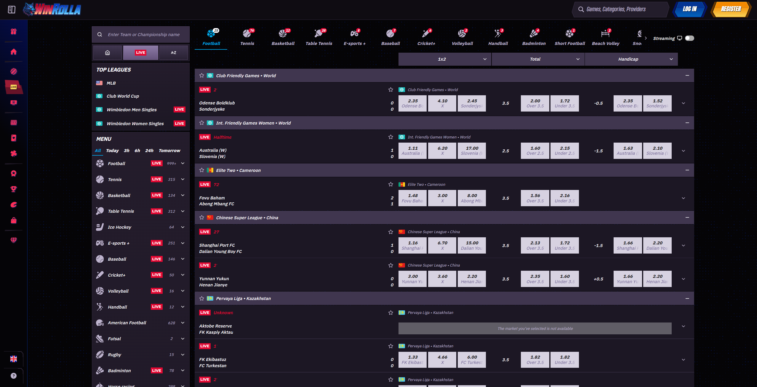 Winrolla Betting Interface